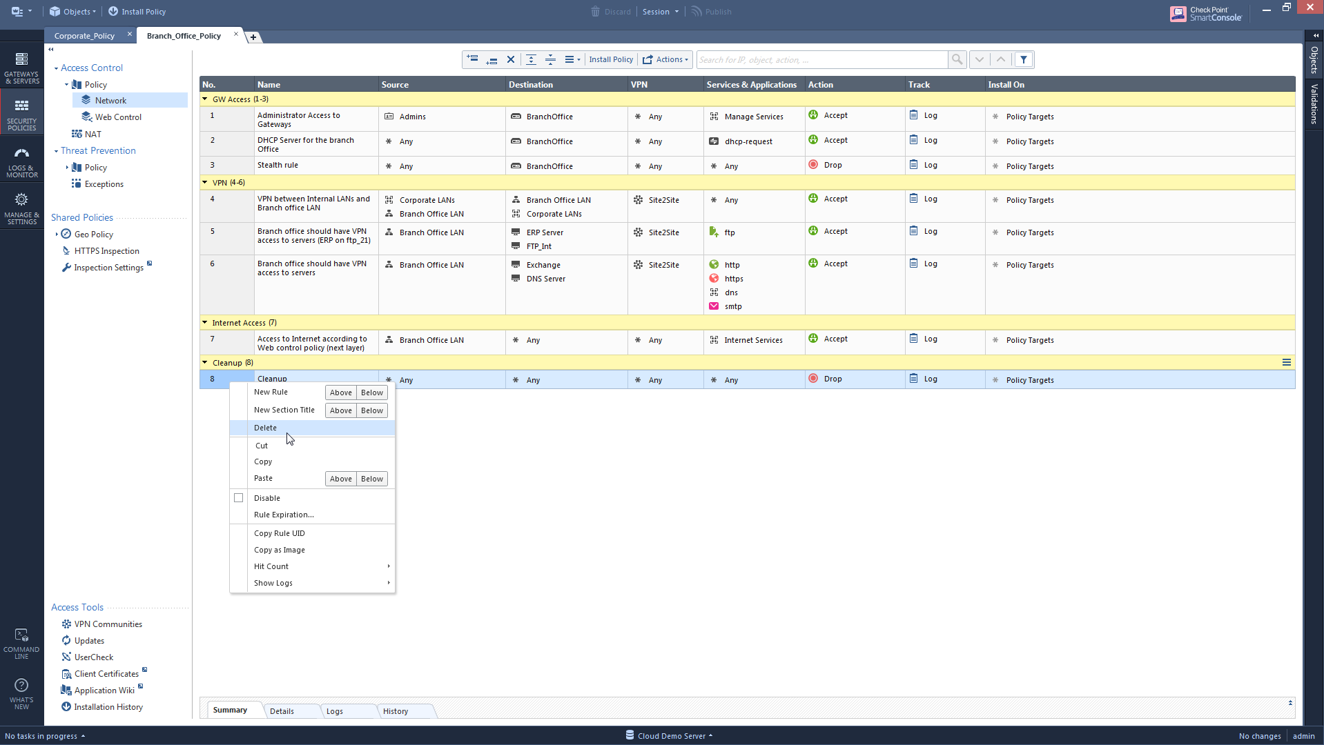 See server log for details. Checkpoint Smart Console. Таблицы правил Checkpoint. Time objects in Firewall Rule check point.