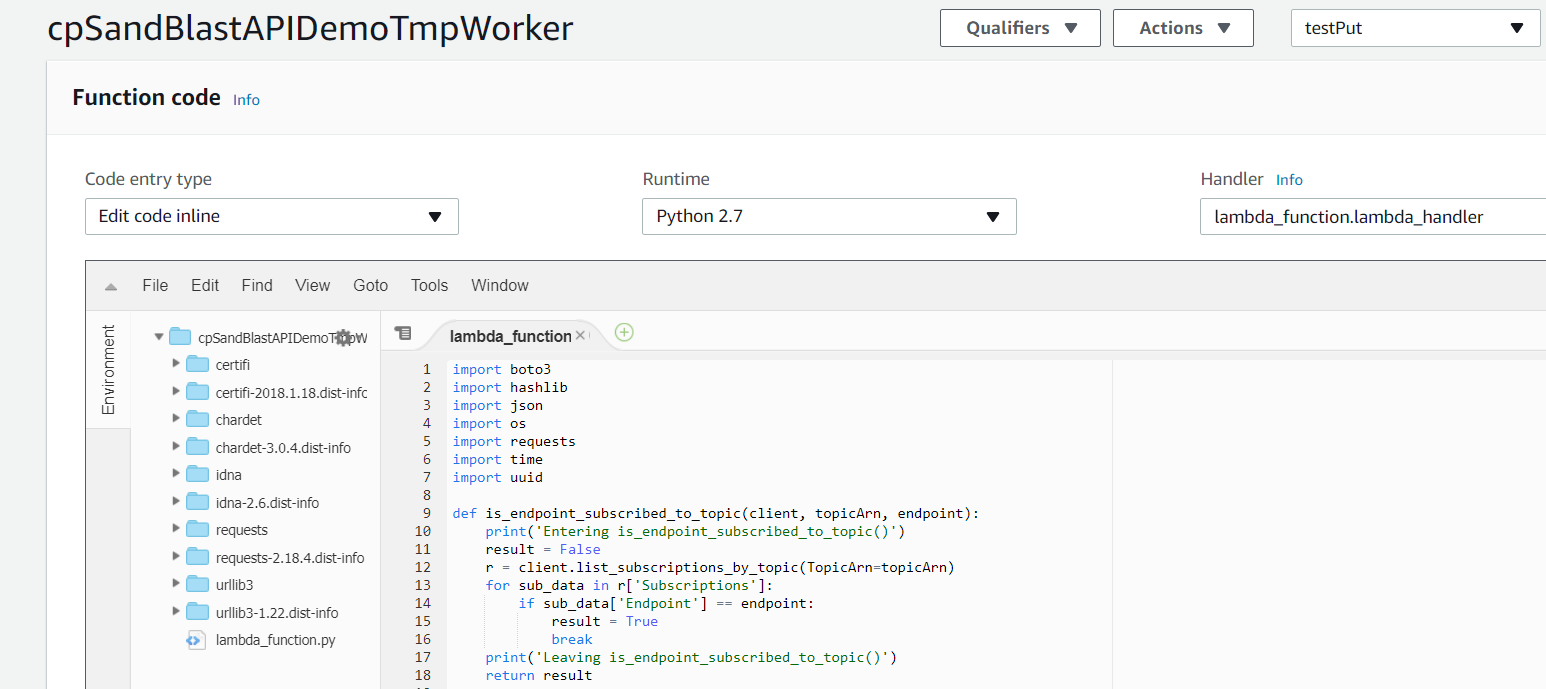 View of worker Lambda function