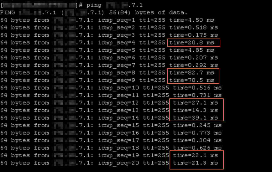 ping response time spikes fortinet vpn tunnel