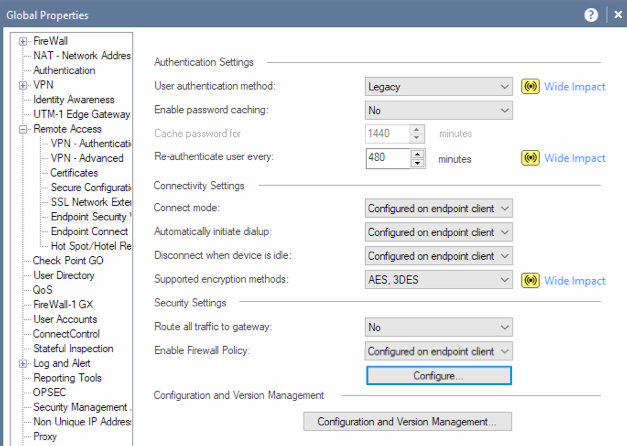 removing check point security policy vpn