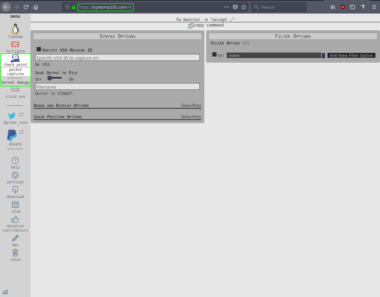 Overview of Check Point module in tcpdump101