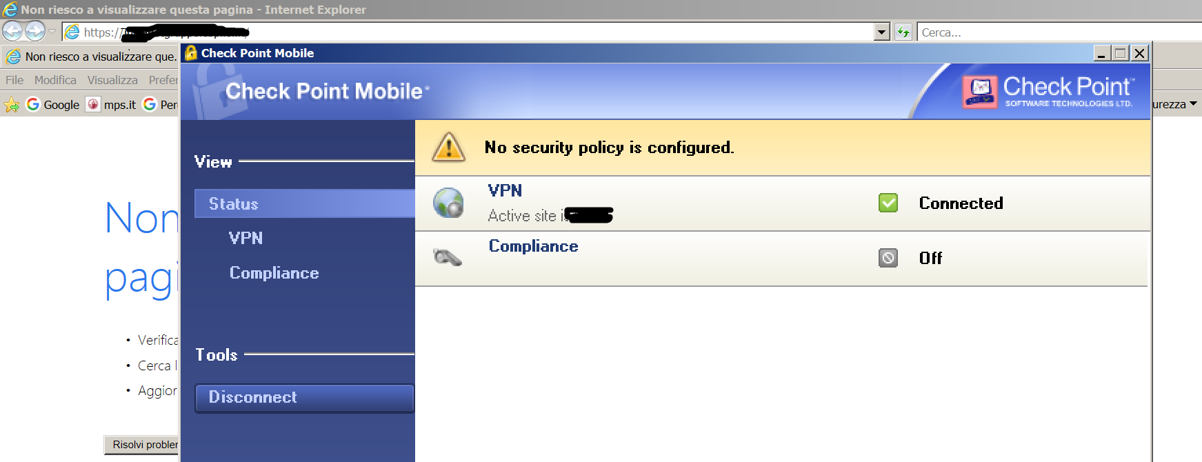 no security policy is configured