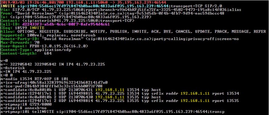 Packet originating from SIP server