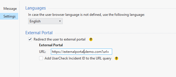 Redirect to external Portal