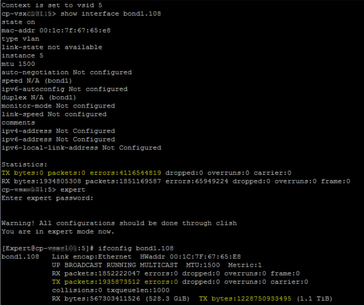 different statistics for interface via clish or if... - Check Point ...