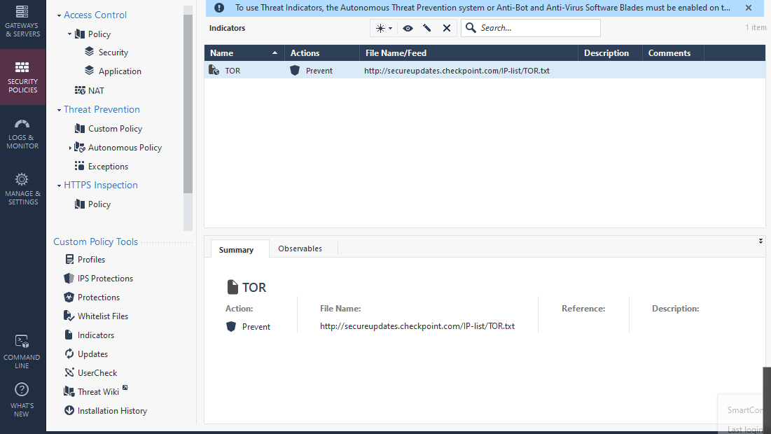Adding Threat Prevention IOC's via SmartConsole - Check Point CheckMates