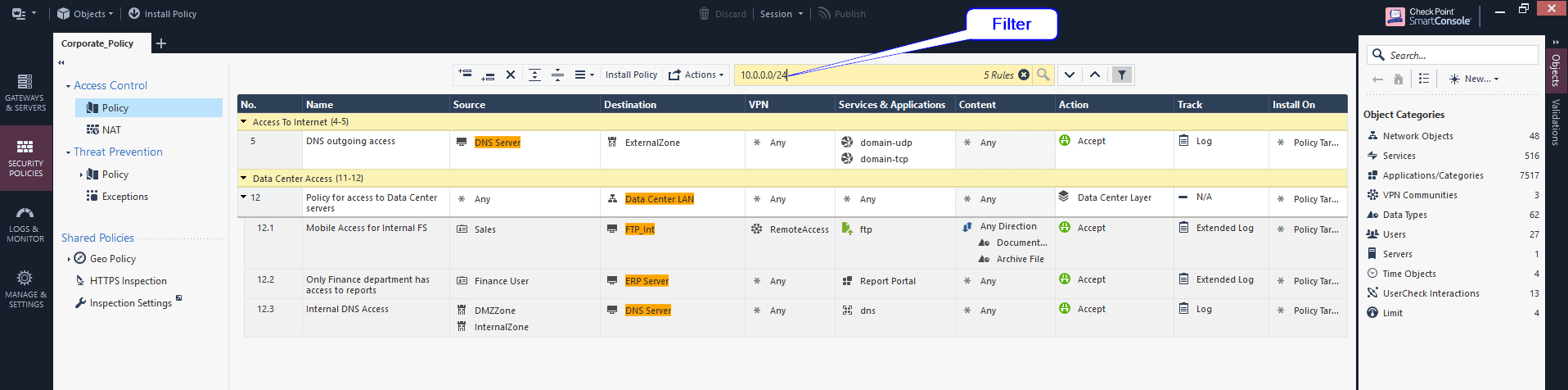 checkpoint firewall rules export excel