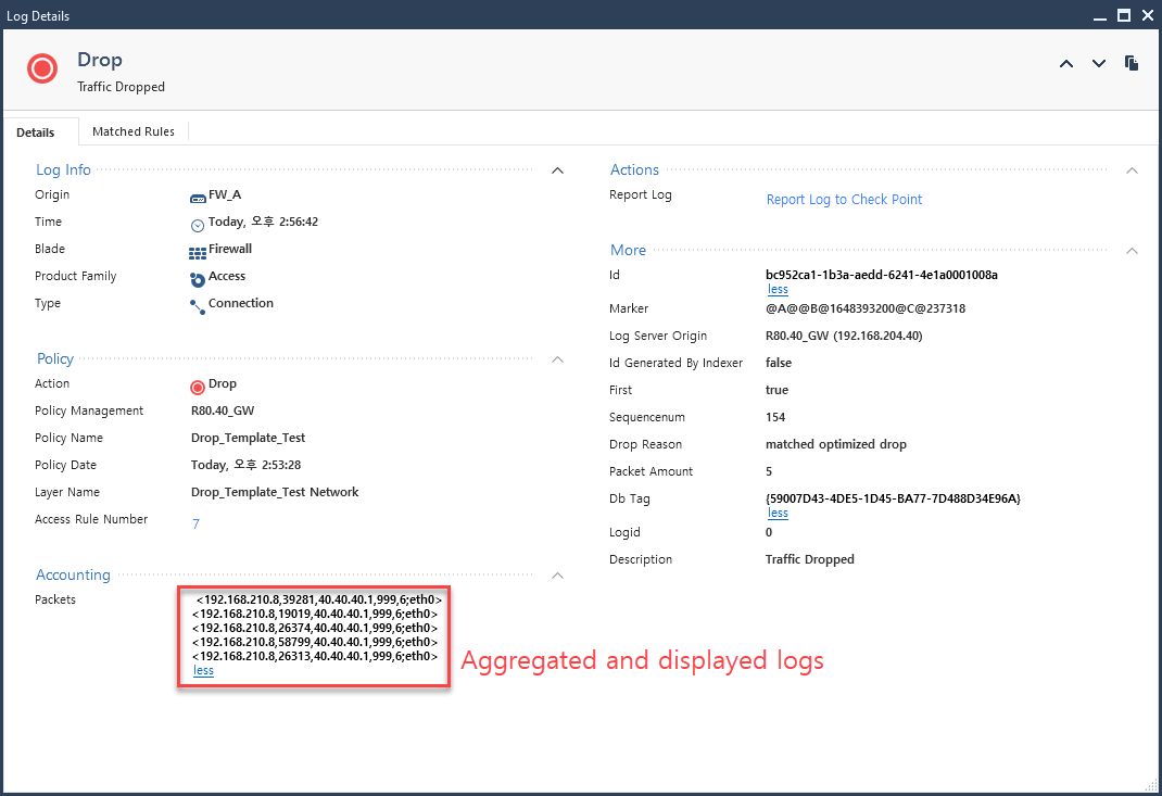 When I enable Drop Template, the smartconsole log ... - Check Point ...