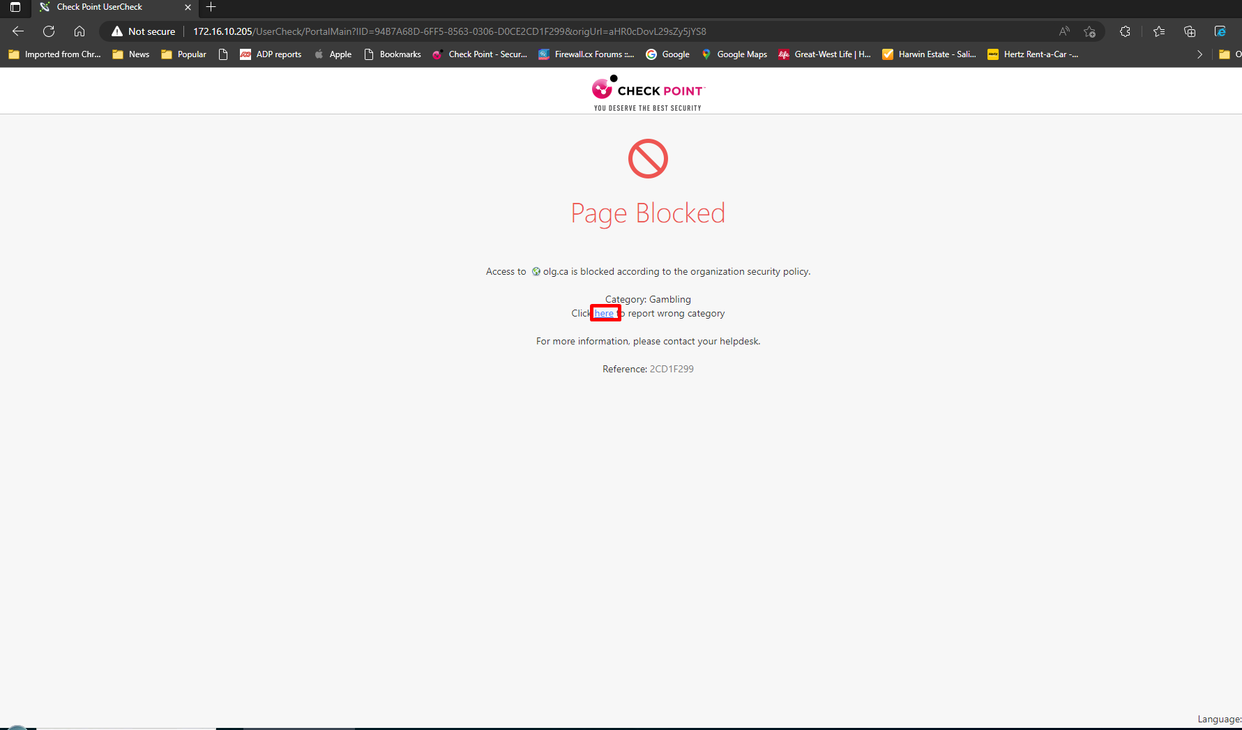 Solved: User reports wrong category - Check Point CheckMates