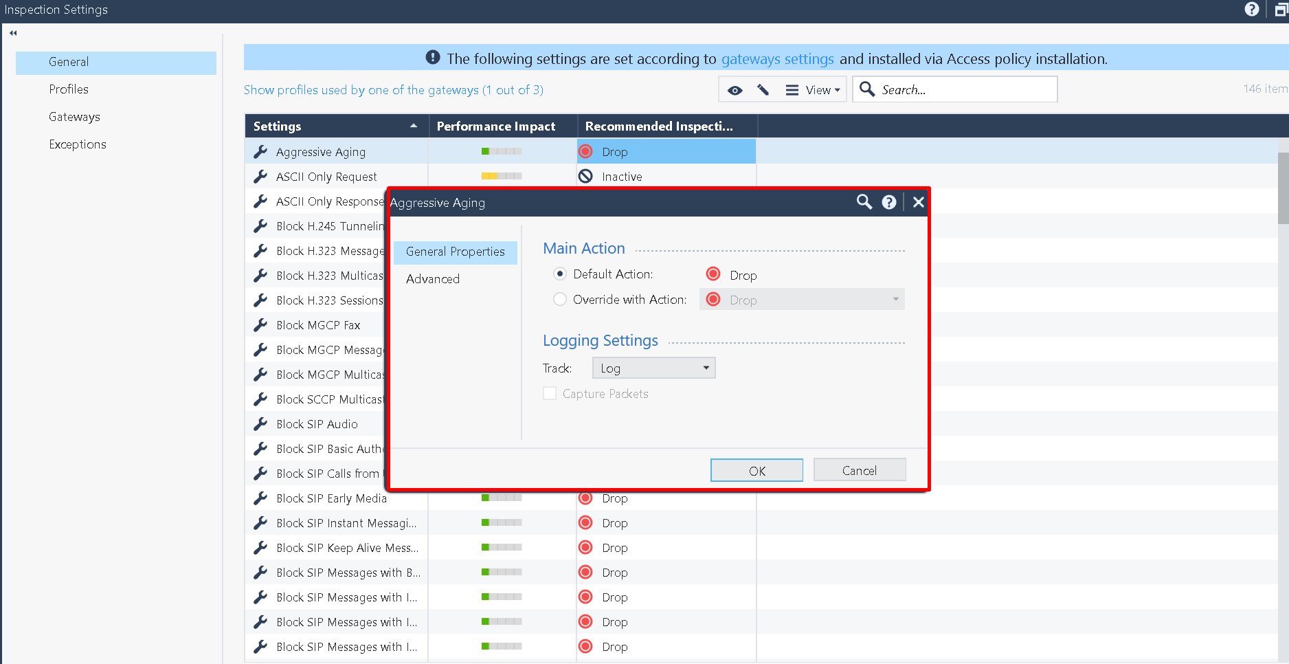 Inspection Settings GUI Change Question - Check Point CheckMates