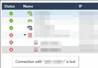 Connection with gateway cluster is lost from the p - Check 