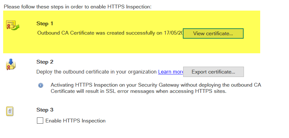 Remove Outbound CA Certificate test. - Check Point CheckMates