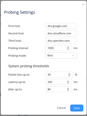 Option displayed after clicking "Configure"