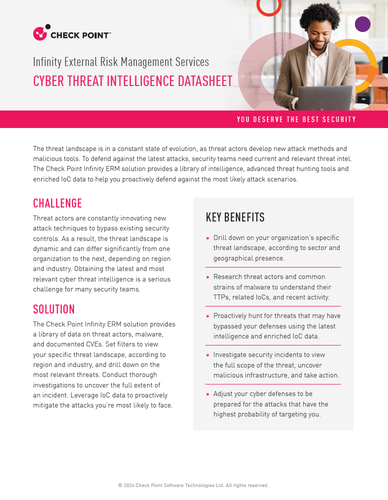 Infinity ERM: Cyber Threat Intelligence Datasheet - Check Point CheckMates