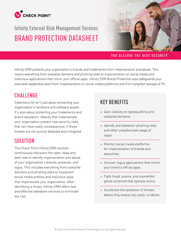 Infinity ERM: Brand Protection Datasheet - Check Point CheckMates