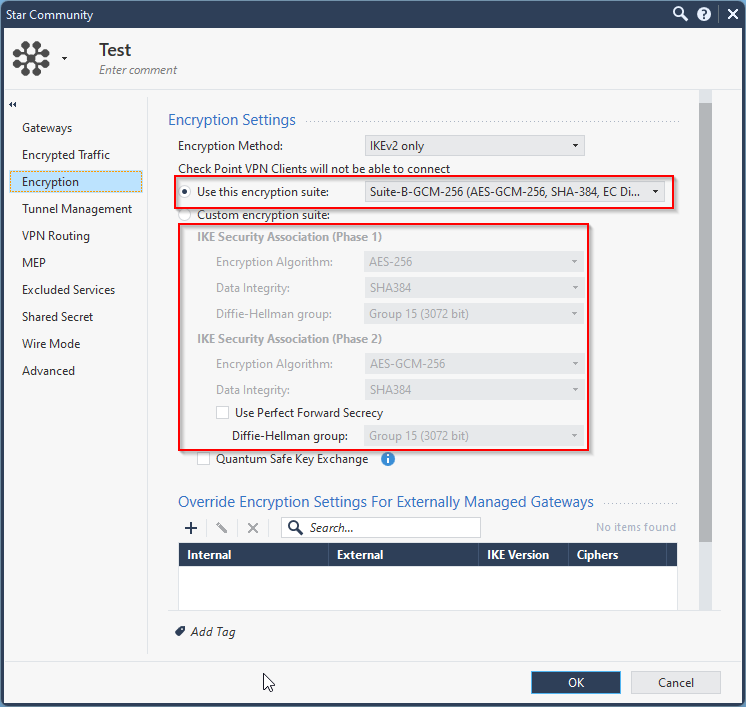 VPN Community Test in SmartConsole