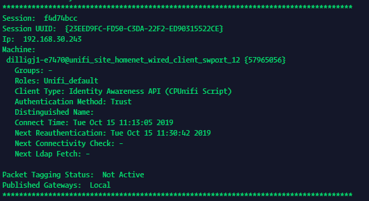 Client identity in pdp table of gateway