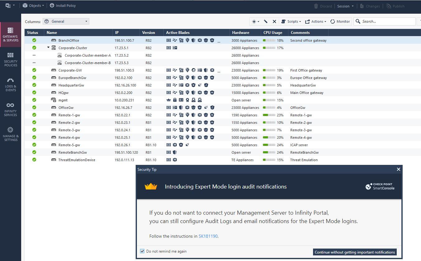 Solved: Disable expert mode audit log/notification nagware... - Check ...