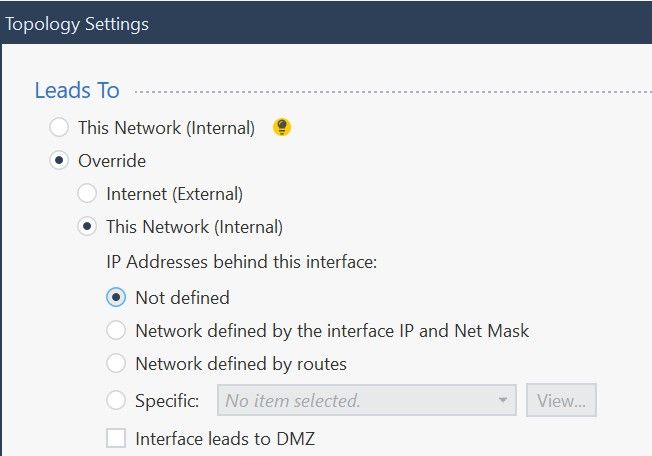 Solved: Not defined interface topology - Check Point CheckMates
