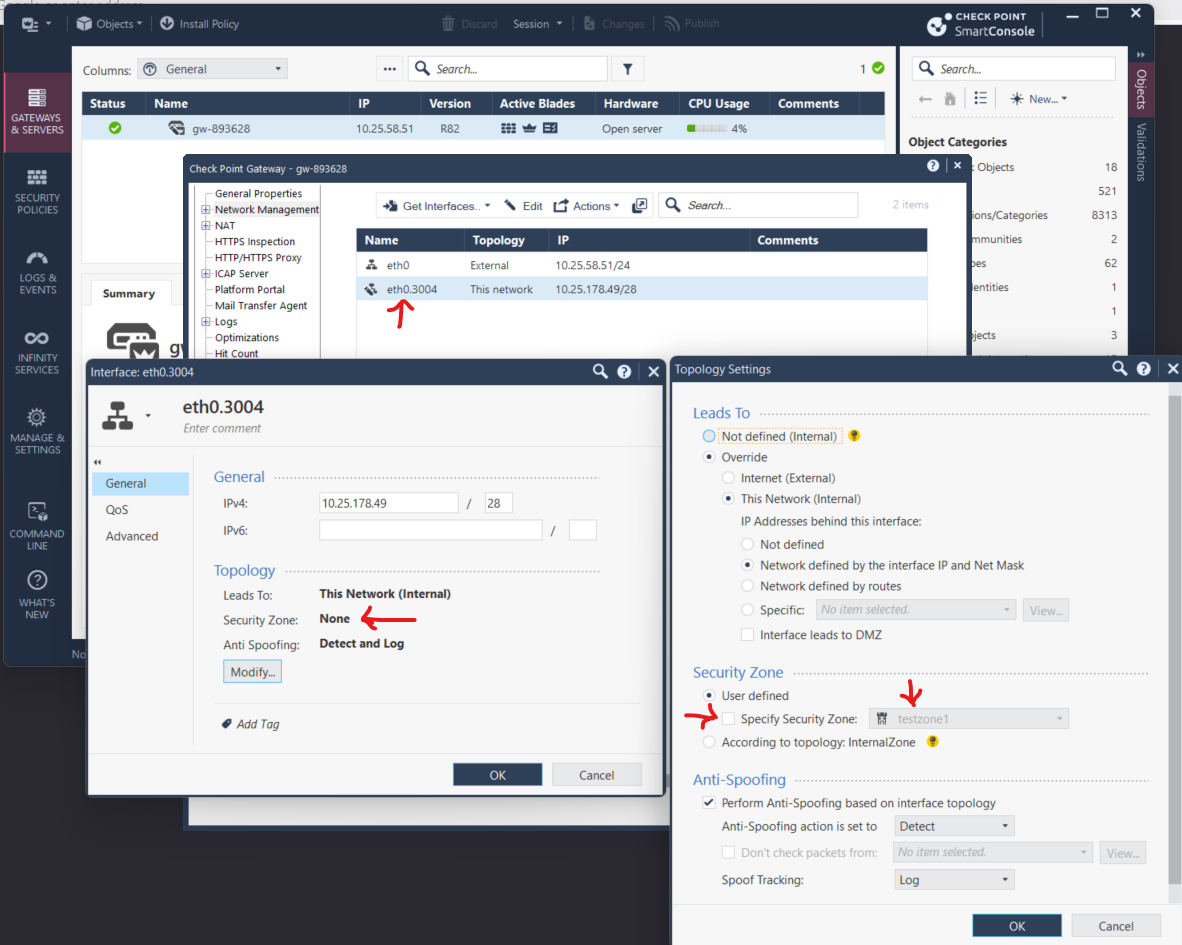 Solved: Unable to assign security zone to Check Point R82 ... - Check ...