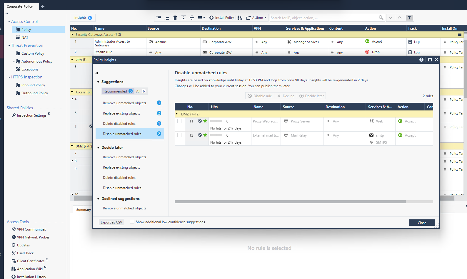 Insights feature in R82.10 smart console - Check Point CheckMates