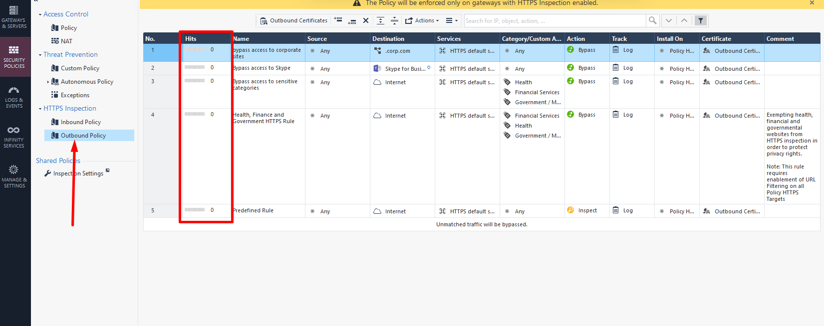 Solved: Getting hit count on https inspection outbound pol... - Check ...