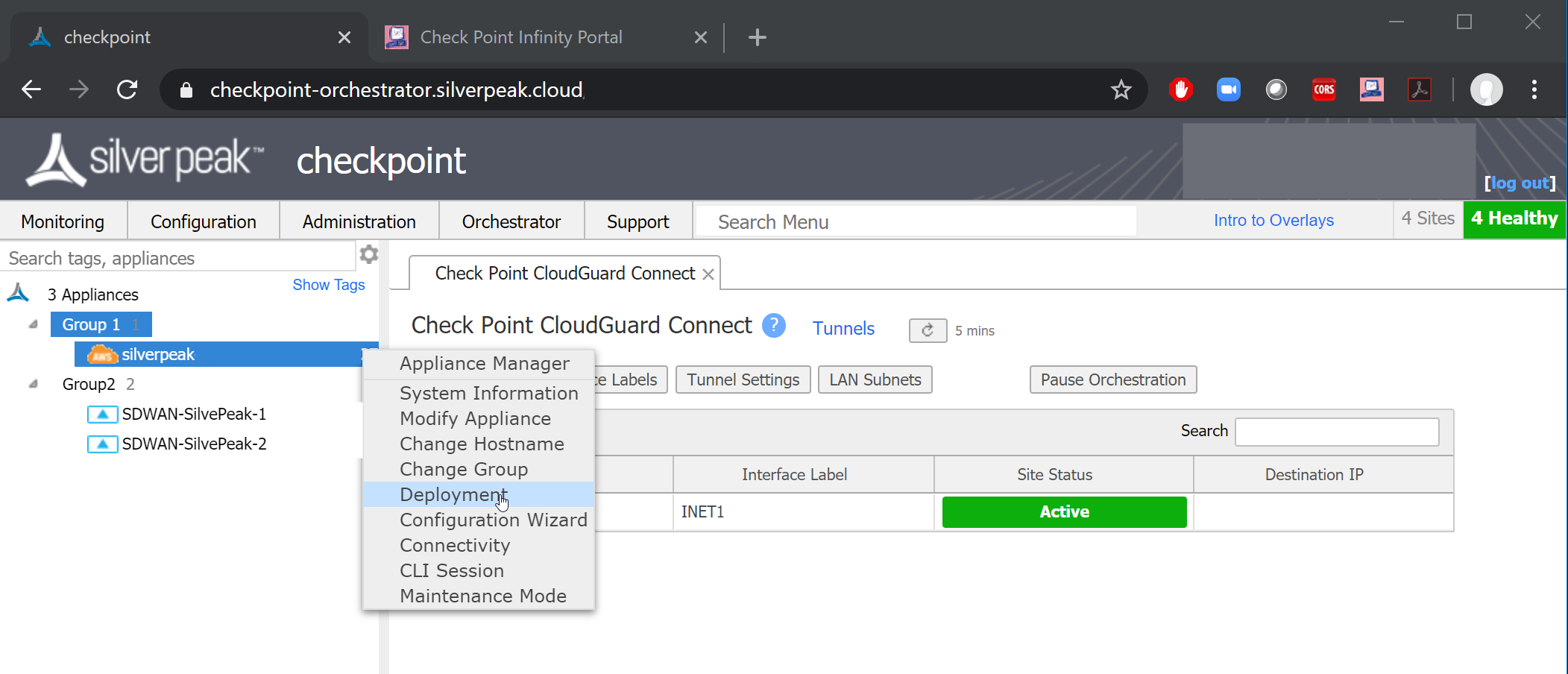 Enable CloudGuard Connect from your Silver Peak SD... - Check Point ...