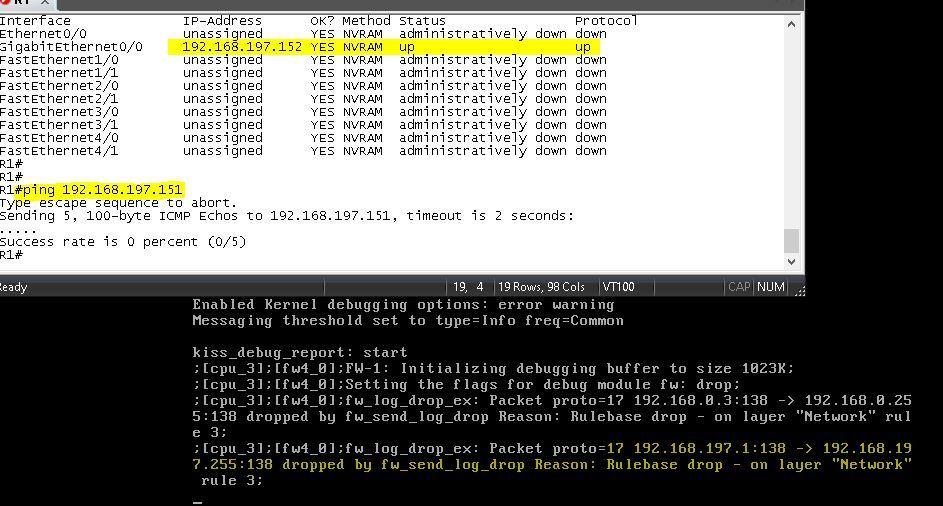 Failed to ping the default network gateway