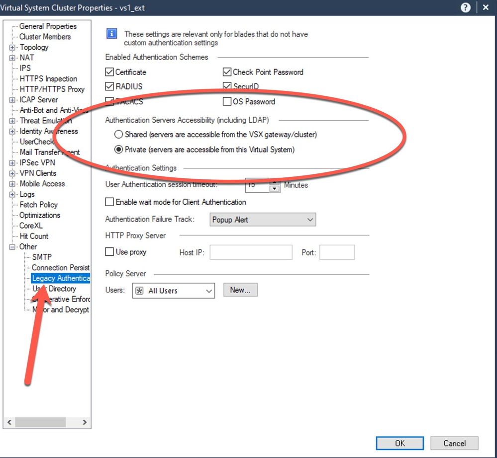 Virtual System Authentication Settings