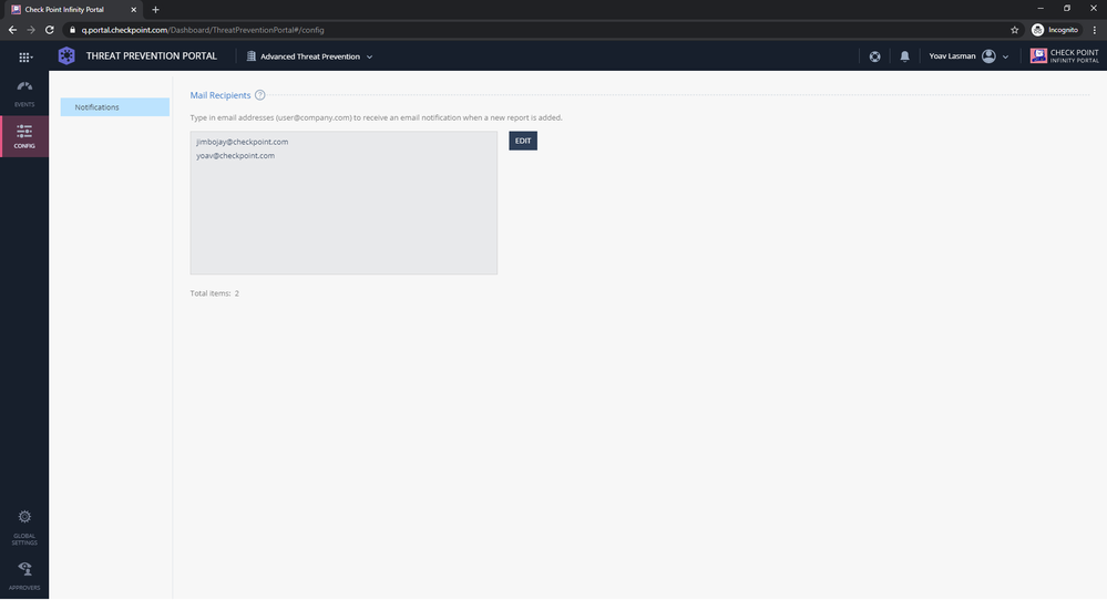 Get notifications by mail for new reports