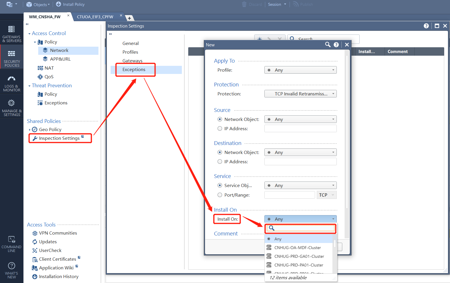 can-checkpoint-inspection-settings-exceptions-sele-check-point-checkmates