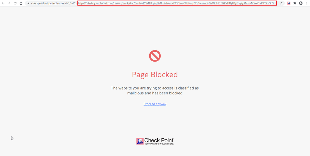 ClickTime Protection malicious link Page Blocked