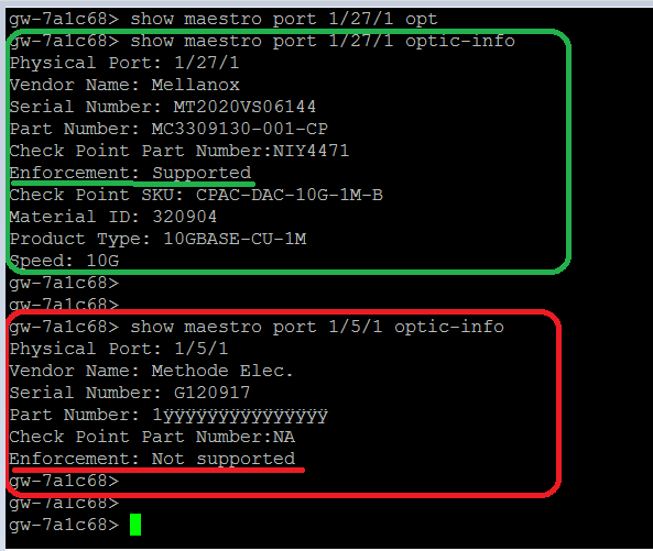 Make sure sfp module compatibility on maestro Check Point CheckMates