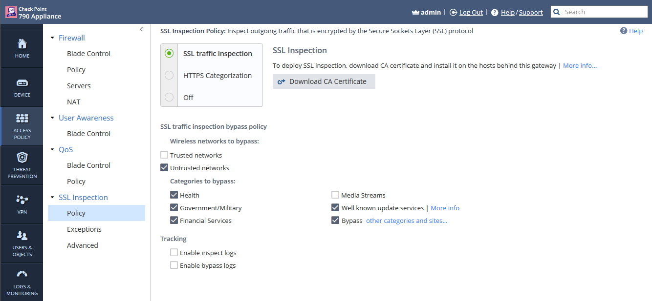 SMB HTTPS Inspection Policy Settings