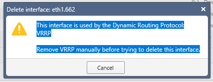 This interface is used by the dynamic routing protocol VRRP