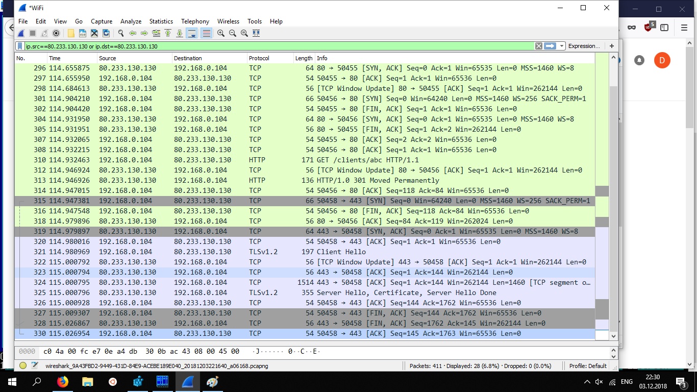 WireShark capture